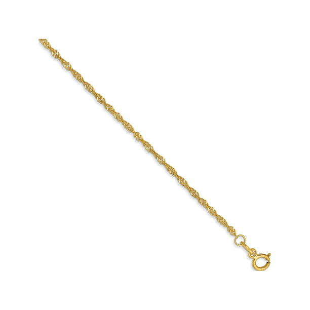 14k Yellow Gold 1.4mm Singapore Chain Necklace Bracelet Anklet 7-30 